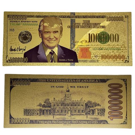 Donald Trump Million Dollar Bill Pres Donald Trump 24k Gold Plated Simulated Document Banknote