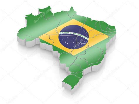 Map Of Brazil In Brazilian Flag Colors Stock Photo By Maxxyustas 5055193