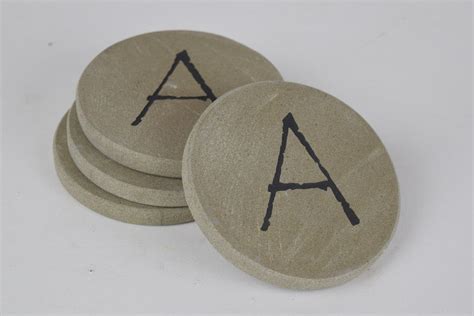 Personalized Stone Coasters Sandblast Engraved Round Stone With Intial Graphicrocks