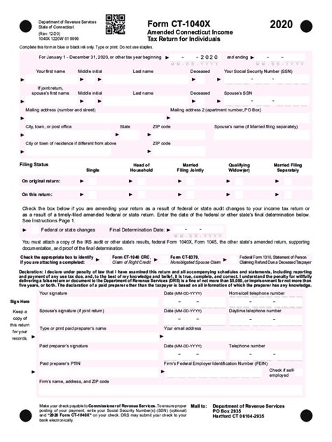 2020 Form Ct Drs Ct 1040x Fill Online Printable Fillable Blank