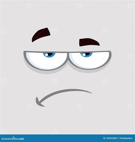 Grumpy Cartoon Funny Face With Sadness Expression Stock Vector