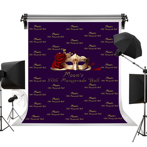 Masquerade Ball Red Rose Mask Backdrops Photography Step And Repeat