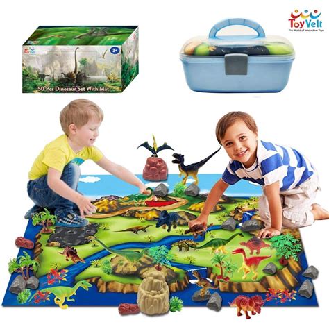Toyvelt Dinosaur Play Set Dinosaur Toys Includes Dinosaur Figures Trees Rocks Playmat And A