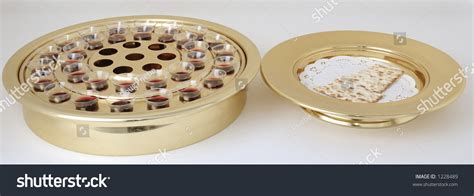 Communion Trays With Unleavened Bread And Wine Stock Photo 1228489