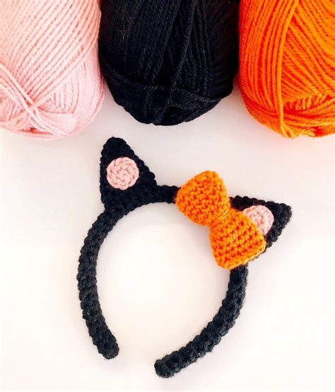 Halloween Cat Ear Headband Crochet Pattern By The Crocheting