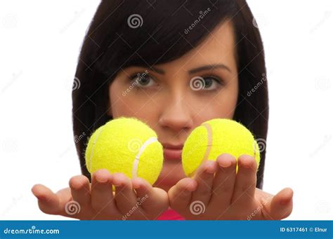 Girl Holding Two Tennis Balls Stock Image Image Of Sports Female