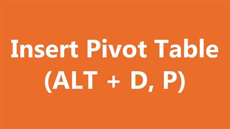 Pivot Table Excel Shortcut Keys Architectlew