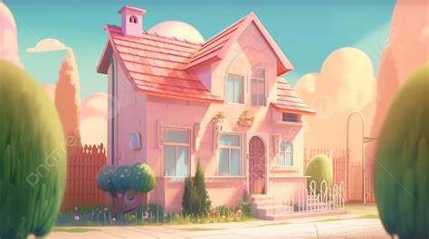 Green Plant Garden House Cute Colorful Cartoon House Background Lovely