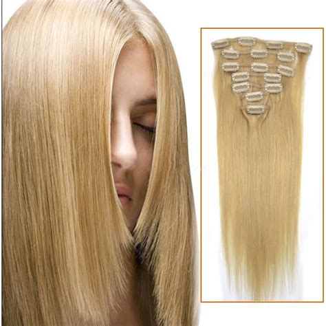 18 Inch 24 Ash Blonde Clip In Remy Human Hair Extensions 7pcs