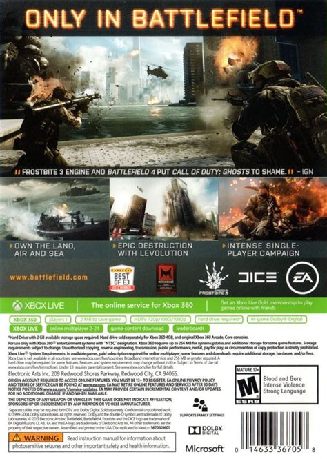 Battlefield 4 2013 Xbox 360 Box Cover Art Mobygames