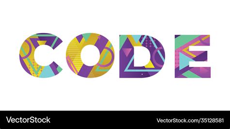 Code Concept Retro Colorful Word Art Royalty Free Vector