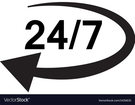 Open 24 7 Icon With Clock 24 7 Sign Royalty Free Vector