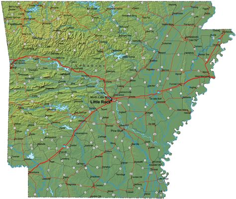 Detailed Arkansas Map Ar Terrain Map