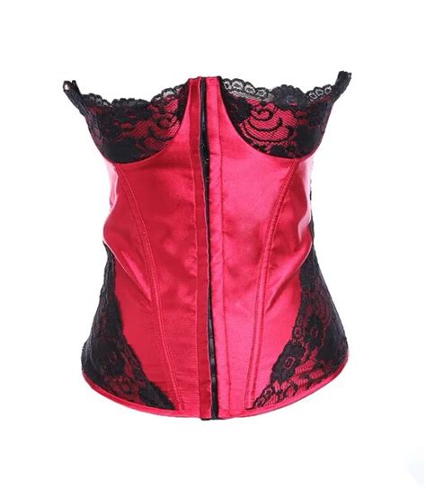Satin Ruffle Trim Overbust Corset And Sexy Bustier Lace Cover Lingerie Body Shaper Showgirl Top