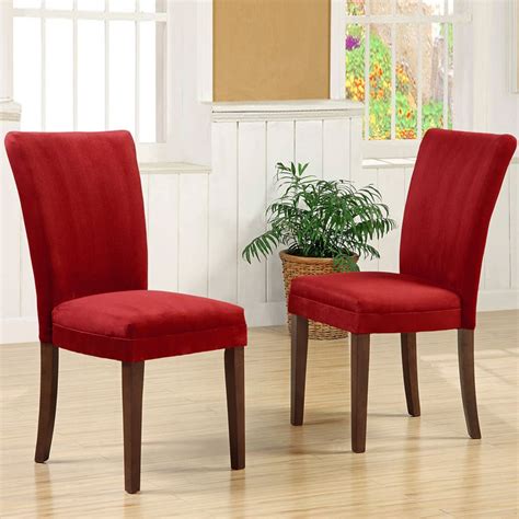 Yaheetech dining chair dining/living room pu cushion diner chair high back padded kitchen chairs with solid wood legs set of 4, black. Oxford Creek Parson Dining Chairs in Cranberry Red Finish ...