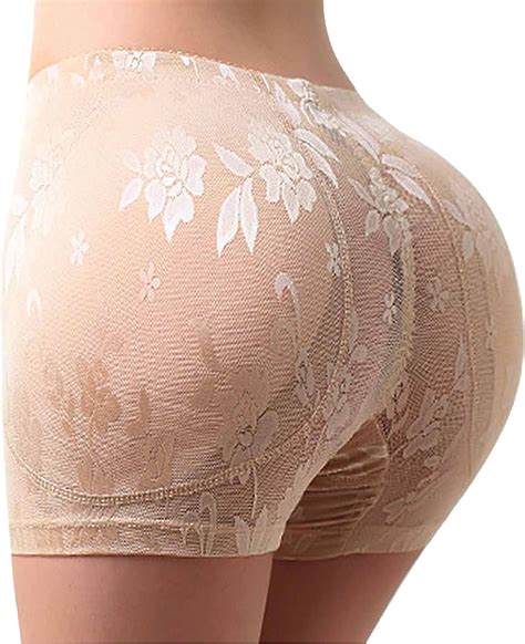 Women Lace Padded Seamless Butt Hip Enhancer Shaper Panties Underwear Beige Uk