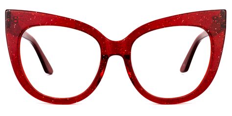 Carmine Cat Eye Glitter Red Eyeglasses Vooglam Red Eyeglasses