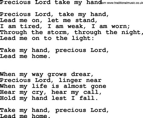 Presbyterian Hymn Precious Lord Take My Hand Lyrics And PDF