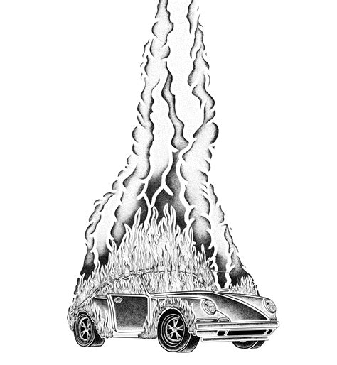 Burning Porsche Bandit Art And Illustration