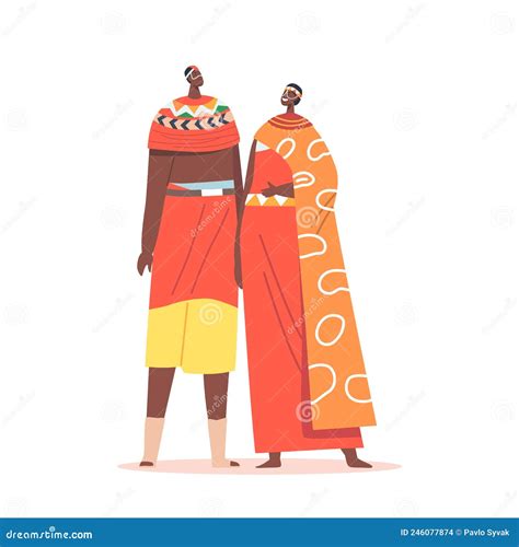 African Couple Man And Woman Wear Traditional Clothes Isolated On White