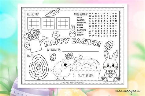 Free Printable Easter Coloring Placemat For Kids Mrs Merry