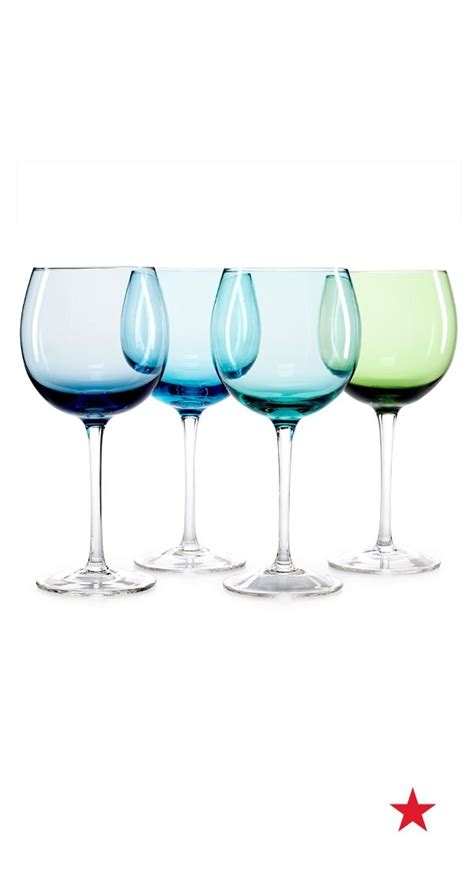 The Cellar Closeout Set Of 4 Assorted Blue Wine Glasses And Reviews Glassware And Drinkware