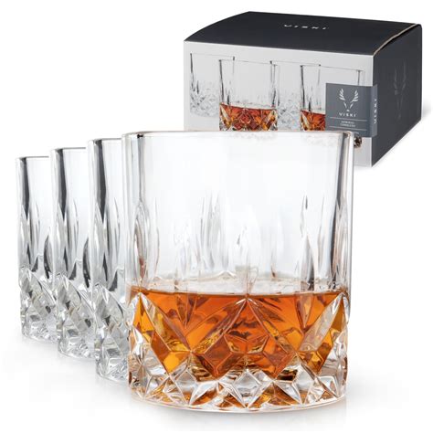 Viski Admiral Crystal Whiskey Tumbler Set Of 4 Premium Crystal Clear Liquor Drinking Glass
