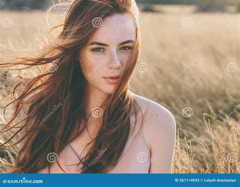 Beautiful Woman Natural Face Freckles Casual Female Portrait Lifestyle