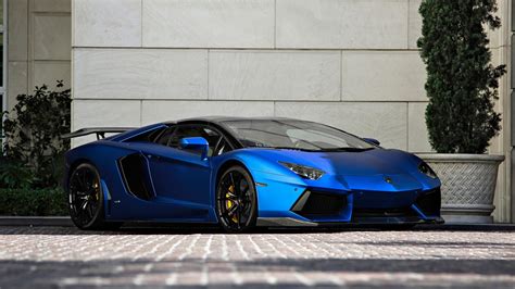 Fonds Décran Lamborghini Aventador Lp700 4 Supercar Bleu Vue De Face