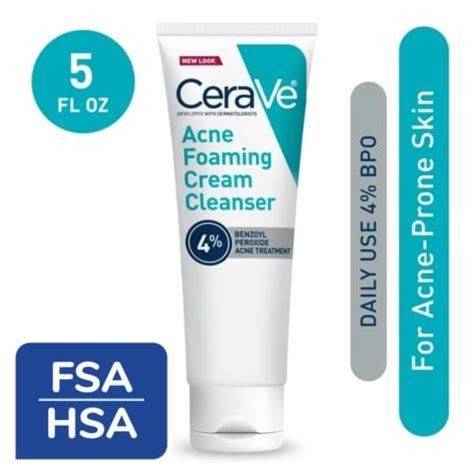 Cerave Acne Foaming Cream Face Cleanser With 4 Benzoyl Peroxide 5 Fl