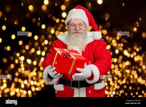Santa Claus Offering Beautiful T Box Smiling Old Santa Claus