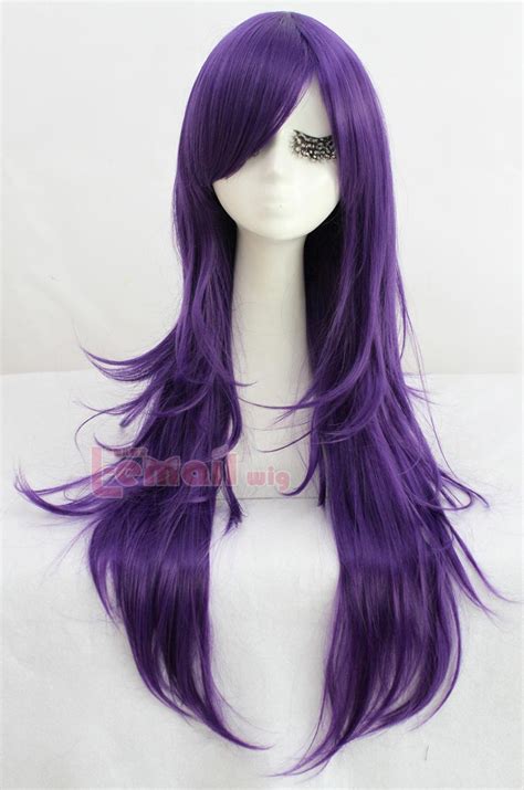 80cm Long Purple Straight Curly Wigs For Your Need L