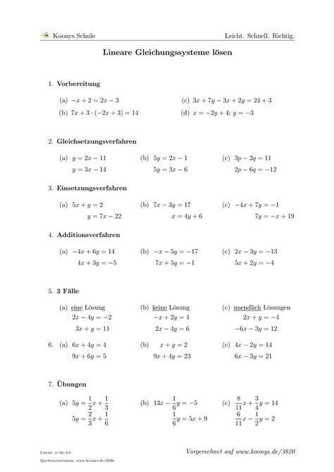 9 lineare gleichungssysteme eine der häufigsten mathematischen aufgaben ist die lösung linearer gleichungssysteme in diesem abschnitt. Lineare Gleichungssysteme lösen | Arbeitsblatt #3820 ...