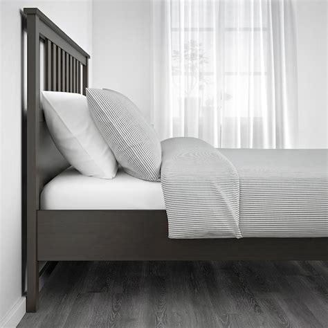 Hemnes Bed Frame Dark Gray Stainedluröy Queen Ikea