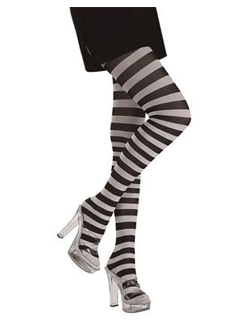 women s black and white striped tights