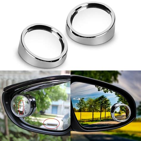 2 Pcs Silver 20 Angle Convex Round Rear Wide View Blind Spot Mirrors Xotic Tech