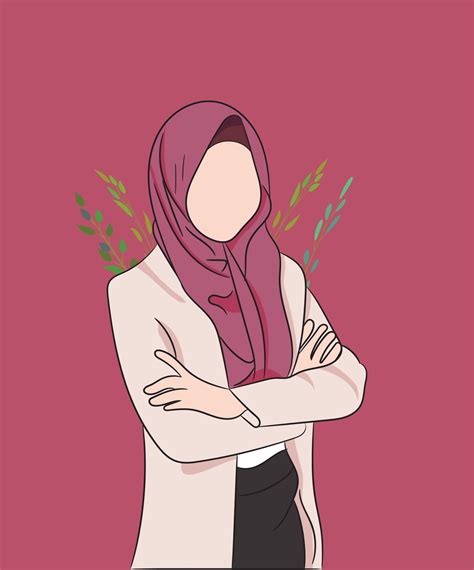 Muslim Hijab Girl Vector Illustration 3450412 Vector Art At Vecteezy