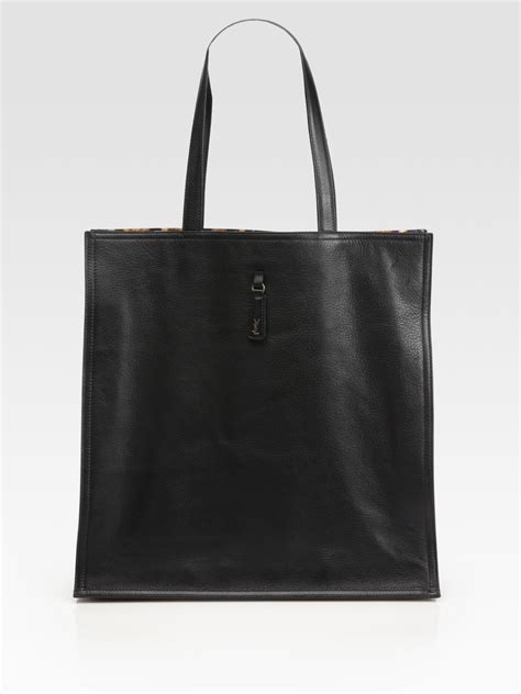 Saint Laurent Ysl Large Leather Tote Bag In Black Lyst
