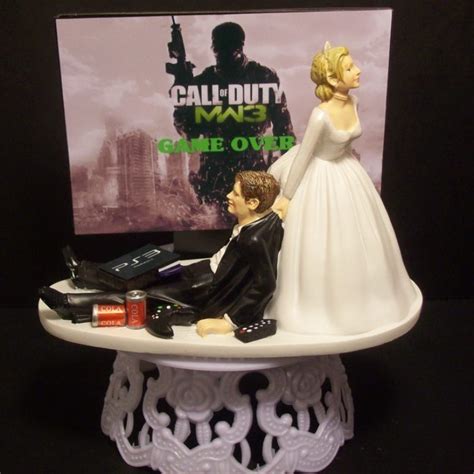 Decorate a cake with this video game themed edible cake topper image featuring the cover art for call of duty warzone create a birthday cake with this . 50+ Funniest Wedding Cake Toppers That'll Make You Smile ...