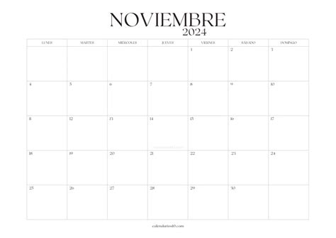 Calendarios Noviembre 2024 ️ Para Imprimir Pdf