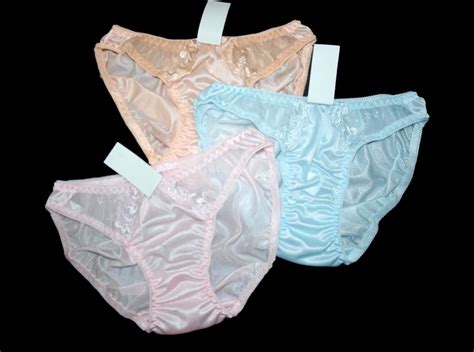 3 Pastel Pink Orange Ligh Blueclassic Bikini Nylon Panties Hip 29 33 Lingerie