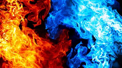 Red Flame Blue Fire 4k Abstract Artwork Free Live