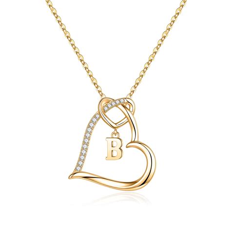 TINGN Heart Initial Necklaces For Women Girls 14K Gold Plated Heart