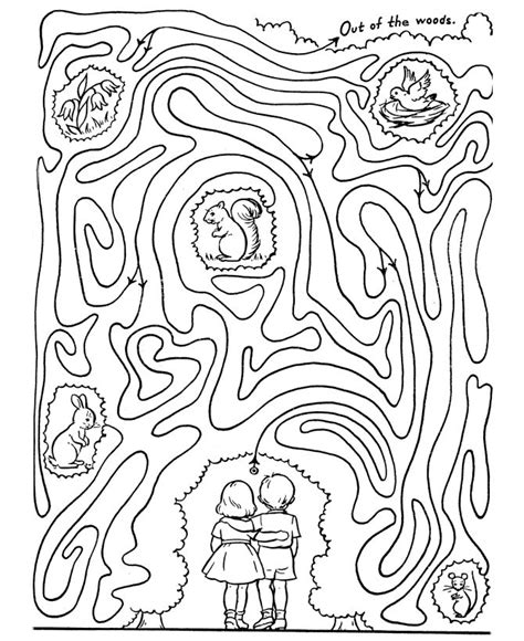 Maze Activity Sheet Lost In The Forest Line Maze Printable Mazes