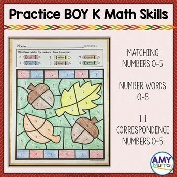 Fall Color by Number Kindergarten Math Worksheets | TpT