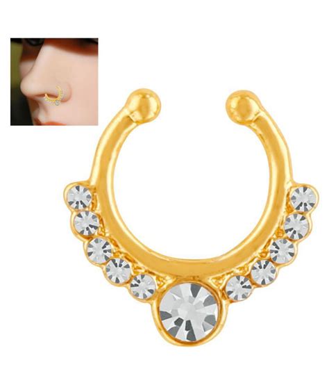 Mahi Gold Plated Glorious Crystal Nose Ring For Girls And Women