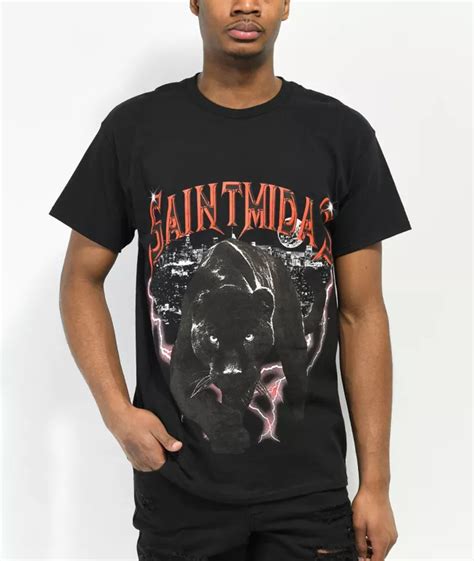 Saint Midas Panther Black T Shirt