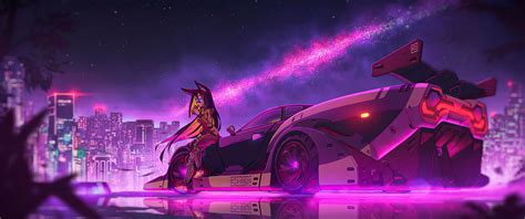 Anime Girl With Cyberpunk Ride 3440 X 1440