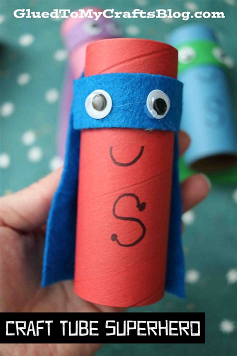 Cardboard Craft Tube Superheroes Kid Craft Tutorial Glue Crafts