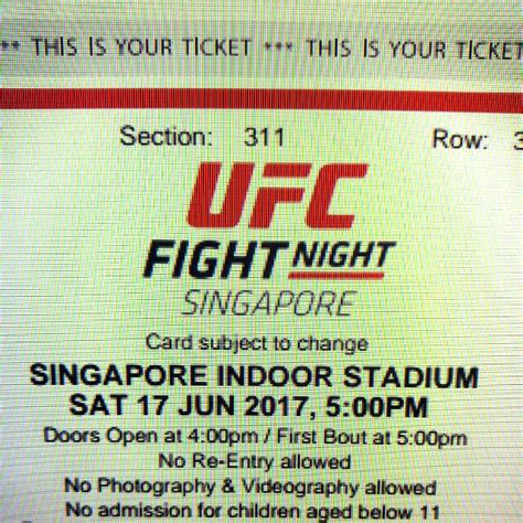 Ufc Fight Night Singapore Tickets Tickets And Vouchers Local